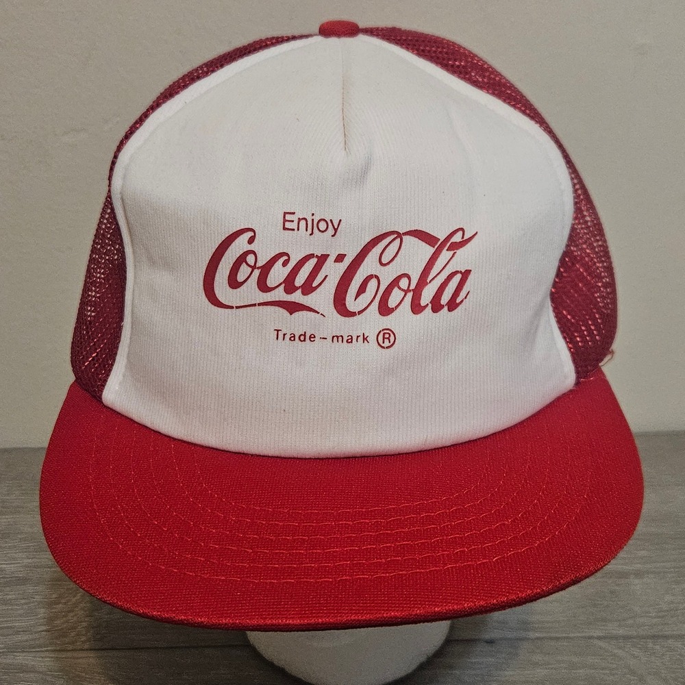 Vintage Coca Cola Cap / Hat, Foam Trucker Style White & Red‎ Snapback Kap II